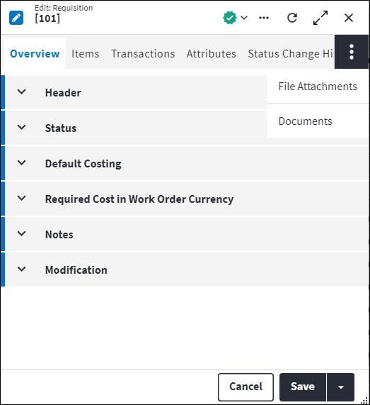 Requisition Screen